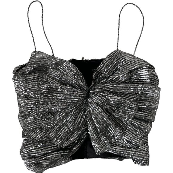 Isabel Marant Tresha Silver Metallic Bow Top Size 2 Bustier Cocktail - Picture 6 of 15